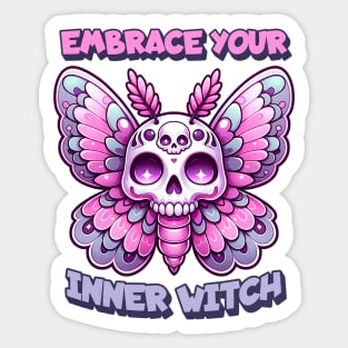 Embrace Your Inner Witch Pastel Skull Moth Sticker